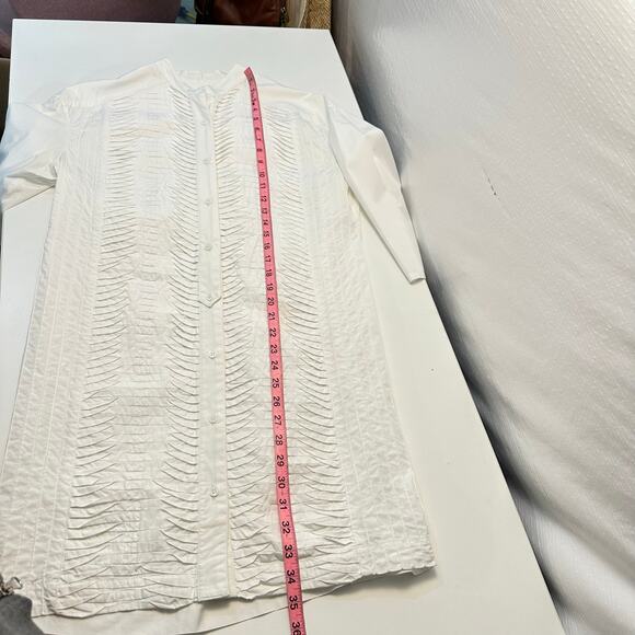 Yigal Azrouel Long Sleeve Button Up Top Womens 8 White Asian Style Minimalist - Picture 10 of 13